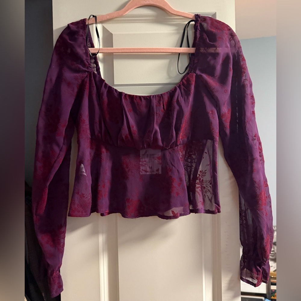 Forever 21 Deep Purple Sheer Blouse